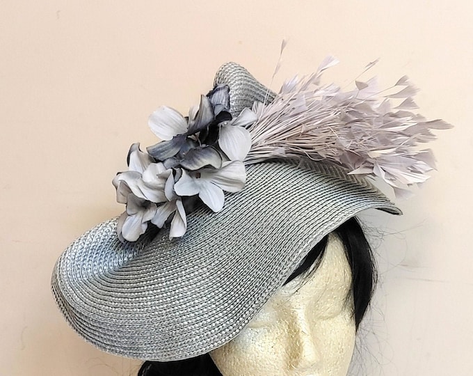 Silver Gray fascinator Hat