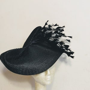 Large Black Kentucky Derby Hat - Black and White Hat, Funeral, Race Hat, Tea Party Hat, Bridal Hat, Fancy Hat