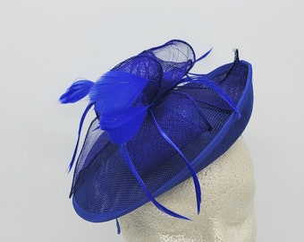 Royal Blue Kentucky Derby Fascinator - Race Hat, Church Hat, Fancy Hat