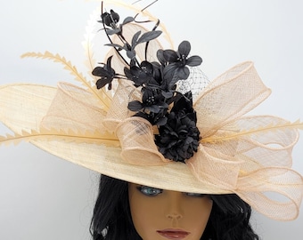 Tan Blush Fascinator Hat - Wedding Hat, Kentucky Derby Race, Vintage