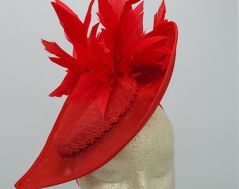 Red Viel Fascinator Hat