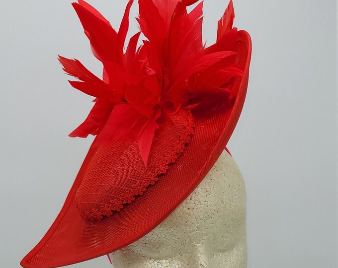 Red Viel Fascinator Hat