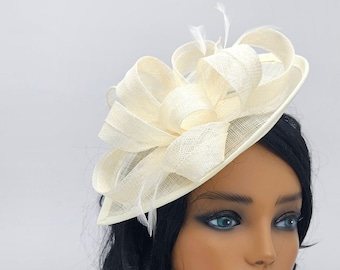 Ivory Fascinator Hat - Wedding Hat, Kentucky Derby Hat, Race Hat, Fancy Hat