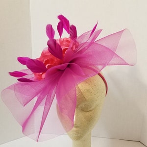 Hot Pink Kentucky Derby Fascinator - Wedding Hat, Fuchsia Hat, Easter Hat, Tea Party Hat, Bridal Hat, Church Hat, Fancy Hat