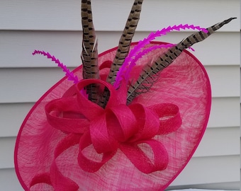 Fuschia Kentucky Derby Hat, Large Hot Pick Hat