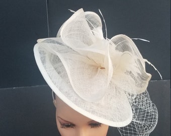 Ivory Fascinator Hat - Wedding Hat, Kentucky Derby Hat, Race Hat, Fancy Hat