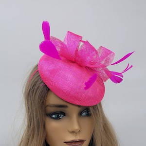 Hot Pink Kentucky Derby Fascinator- Wedding Hat, Kentucky Derby Hat, Race Hat, Tea Party Hat, Bridal Hat, Fuschia Hat, Fancy Hat