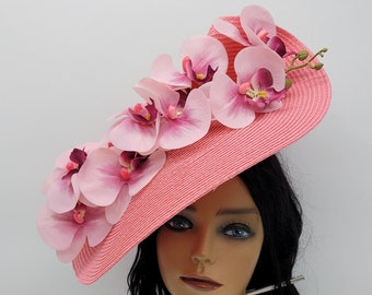 Large Multi Pink Kentucky Derby Fascinator- Wedding Hat, Royal Ascot Hat, Tea Party Hat, Oak Race Hats, Church Hat, Easter Hat