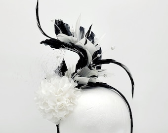Kentucky Derby Hat Fascinator Pearl Beaded Black Headband  display picture 2