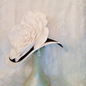 Large Black and white Kentucky Derby Hat - Black and White Hat, Funeral, Race Hat, Tea Party Hat, Bridal Hat, Fancy Hat