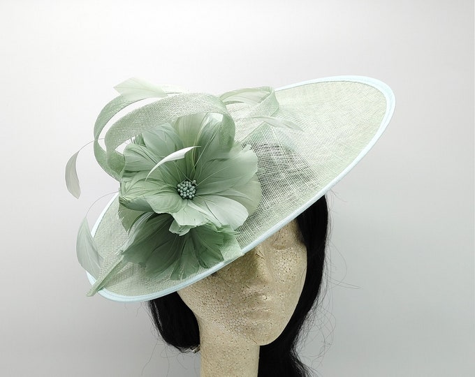 Green Kentucky Derby Fascinator, Mint Green Wedding Hat, Royal Ascot, Church Hat, Easter Hat Race Hat