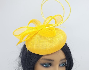 Yellow Fascinator Wedding Hat