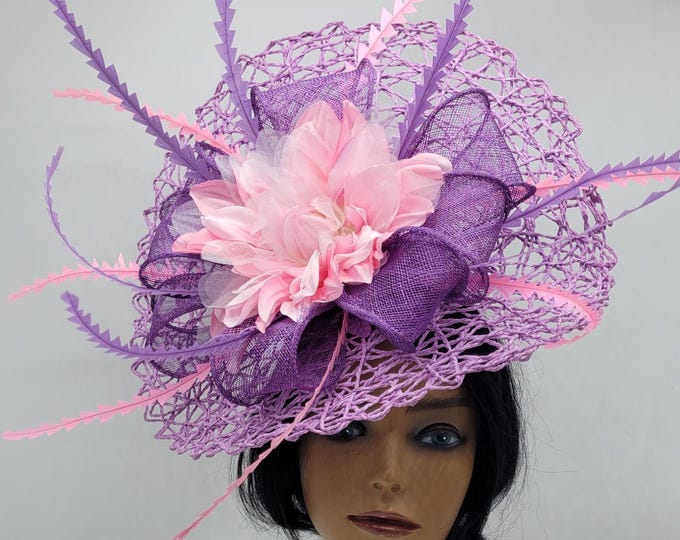 Lavender Lilac and pink Fascinator Hat - Lilac