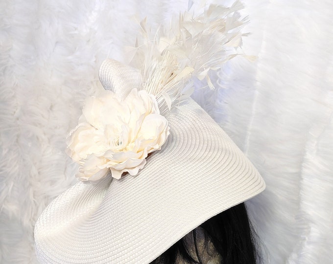 Large White Fascinator Hat