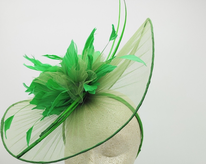Green Kentucky Derby Hat, Green Fascinator, Kelly Green Hat, Race Hats, Church, Photoshoot, St Patrick's Day