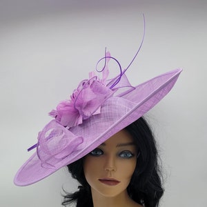 Extra Large Lavender Purple and Hot Pink Kentucky Derby Fascinator - lilac Church Hat