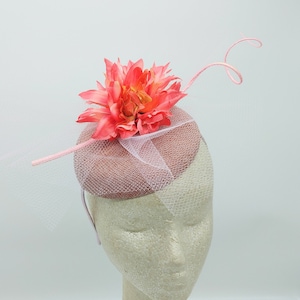 Blush Kentucky Derby Fascinator- Coral Wedding Hat, Kentucky Derby Hat, Race Hat, Tea Party Hat, Church Hat, Easter Hat