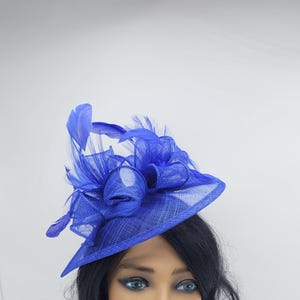 Royal Blue Kentucky Derby Fascinator, Wedding Hat, Royal Ascot, Race Hat, Church Hat