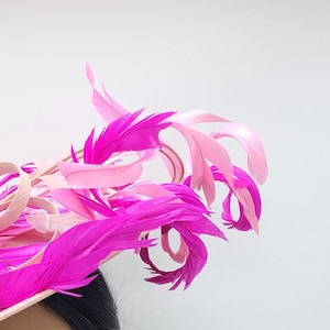 Large Blush Pale Pink Multicolor Fascinator - Wedding Hat, Kentucky Derby Hat, Race Hat, Tea Party Hat, Church Hat, Easter Hat