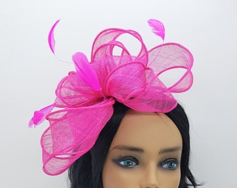 Hot Pink Kentucky Derby Fascinator- Wedding Hat, Kentucky Derby Hat, Race Hat, Tea Party Hat, Bridal Hat, Fuschia Hat, Fancy Hat