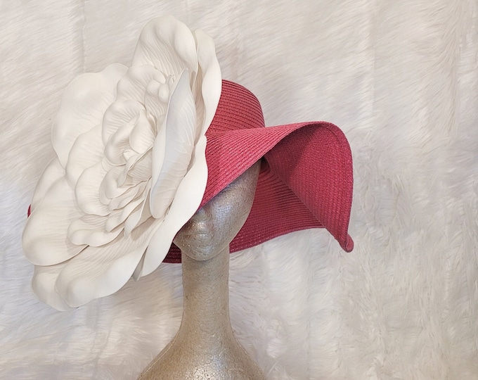 Fuschia/Hot Pink and ivory Fascinator