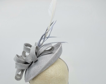 Silver Gray fascinator Hat