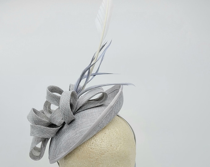 Silver Gray fascinator Hat
