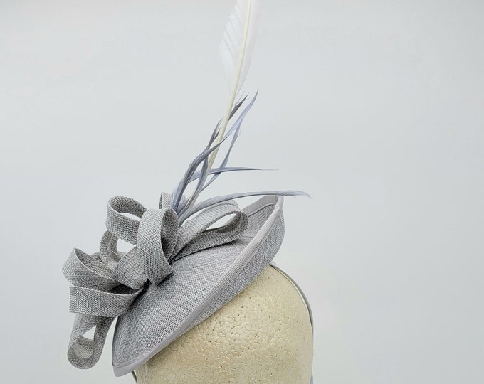 Silver Gray fascinator Hat