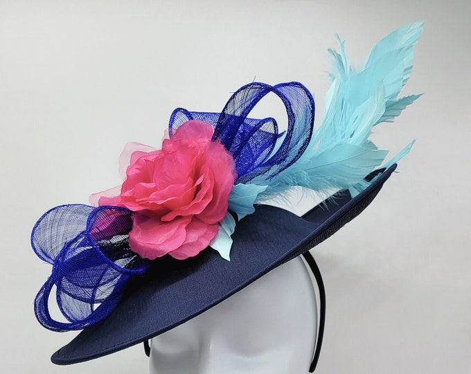 Blue and Pink Kentucky Derby  Hat -  Church Hat