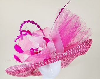 Large Pink Kentucky Derby Hat