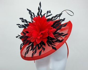 Red Viel Fascinator Hat