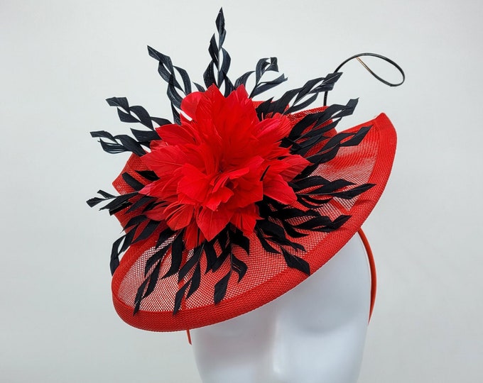Red Viel Fascinator Hat