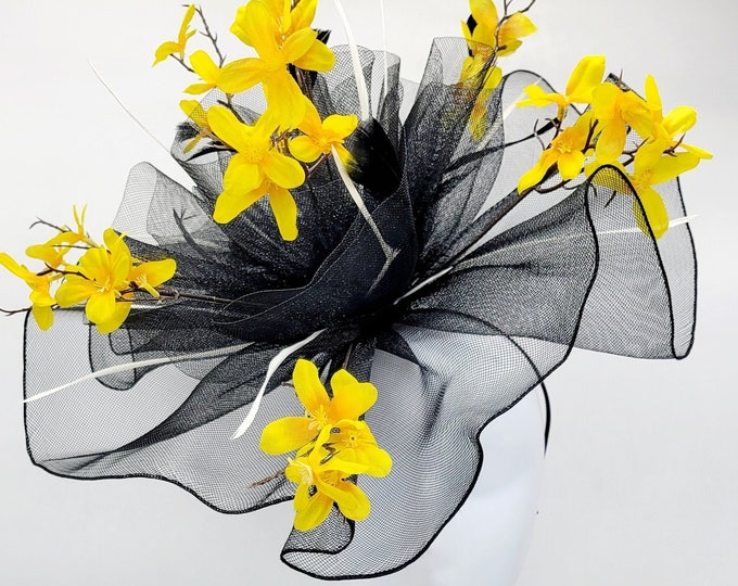 Black Fascinator Hat, Vintage Hat