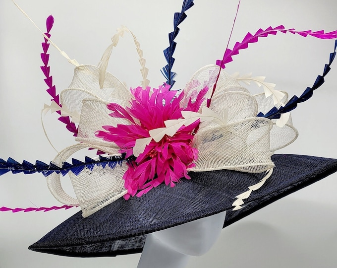 Blue and Pink Kentucky Derby  Hat -  Church Hat