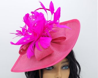 Hot Pink Kentucky Derby Fascinator - Wedding Hat, Kentucky Derby Hat, Race Hat, Tea Party Hat, Bridal Hat, Fuschia Hat, Fancy Hat