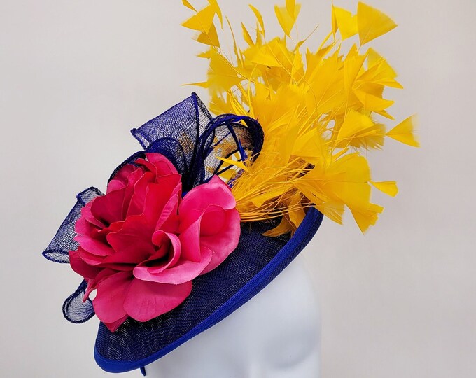 Blue and Pink Kentucky Derby  Hat -  Church Hat
