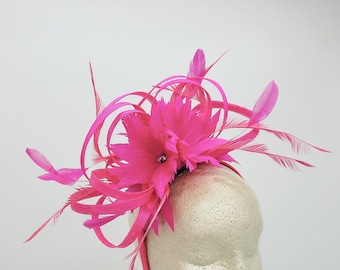 Hot Pink Kentucky Derby Fascinator- Wedding Hat, Kentucky Derby Hat, Race Hat, Tea Party Hat, Bridal Hat, Fuschia Hat, Fancy Hat
