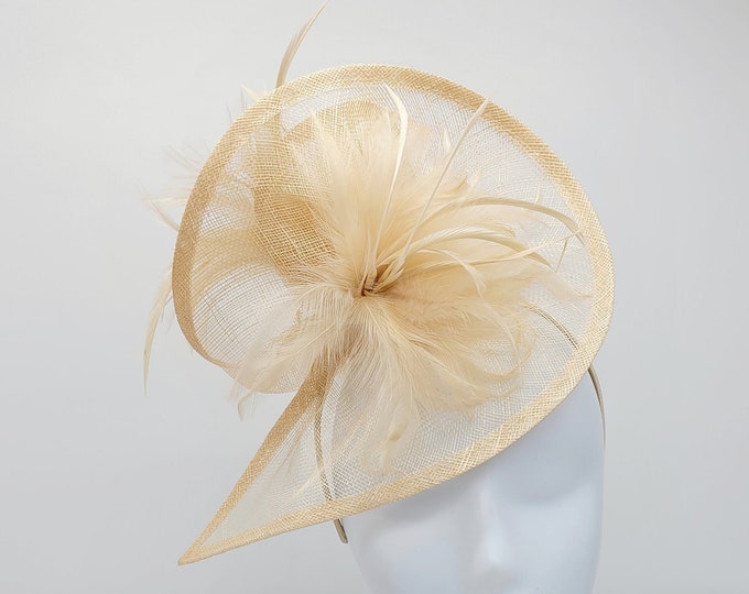 Tan Blush Fascinator Hat - Wedding Hat, Kentucky Derby Race, Vintage