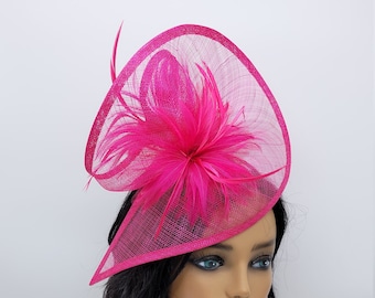 Hot Pink Kentucky Derby Fascinator - Wedding Hat, Fuchsia Hat, Easter Hat, Tea Party Hat, Bridal Hat, Church Hat, Fancy Hat