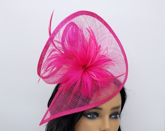 Bibis Kentucky Derby rose vif - chapeau de mariage, chapeau fuchsia, chapeau de Pâques, chapeau de tea party, chapeau de mariée, chapeau d'église, chapeau fantaisie