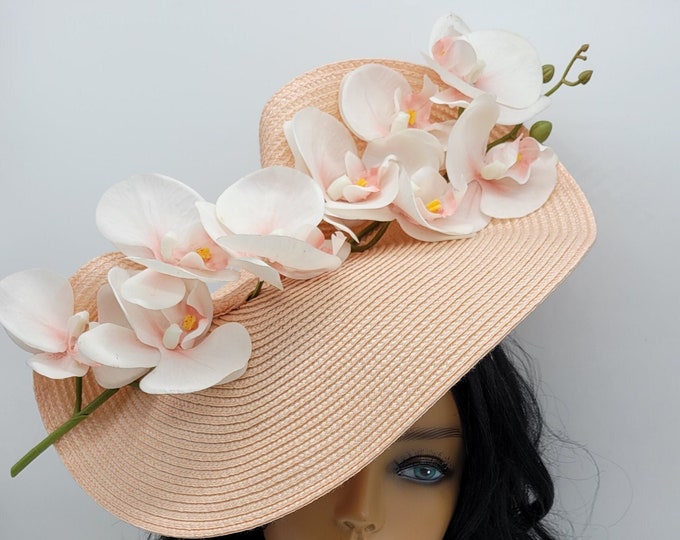 Peach Kentucky Derby Fascinator - Wedding Hat, Race Hat, Tea Party Hat, Church Hat, Pale Pink