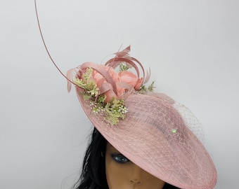Blush Pale Pink Fascinator - Wedding Hat, Kentucky Derby Hat, Race Hat, Tea Party Hat, Church Hat, Easter Hat