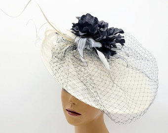 Ivory Fascinator Hat - Wedding Hat, Kentucky Derby Hat, Race Hat, Fancy Hat