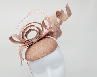 Blush Fascinator Hat: Elegant Wedding, Derby, Tea Party Headpiece
