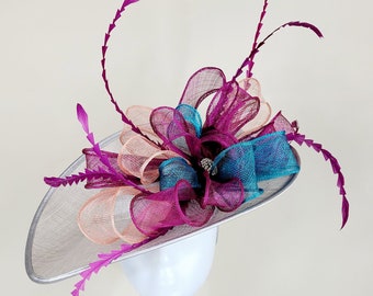 Silver/Gray Facinator Wedding Bridesmaids Fascinator Ascot Kentucky Derby Hat Tea Party Hat cocktail Melbourne Cup  Crownjewellusa