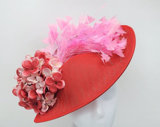 Red and PinkFascinator Hat
