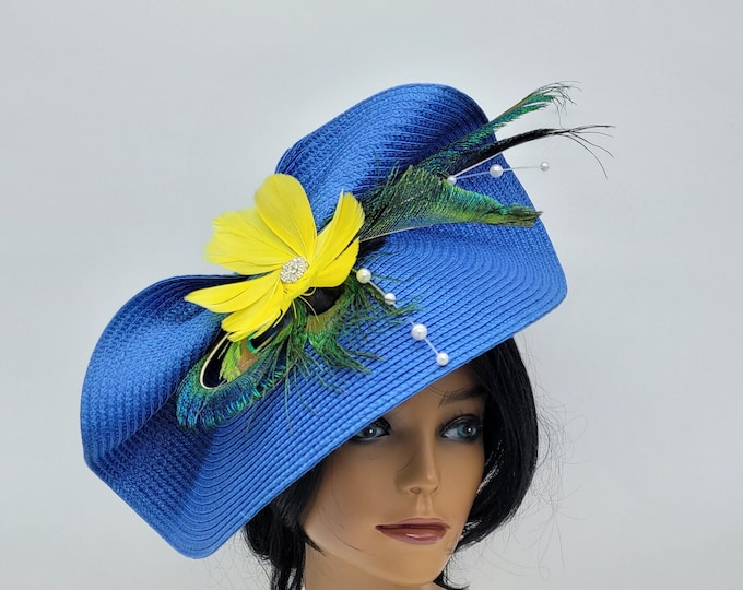 Blue and Peacock Kentucky Derby  Hat -  Church Hat