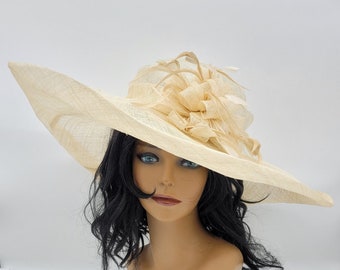 Tan Blush Fascinator Hat - Wedding Hat, Kentucky Derby Race, Vintage