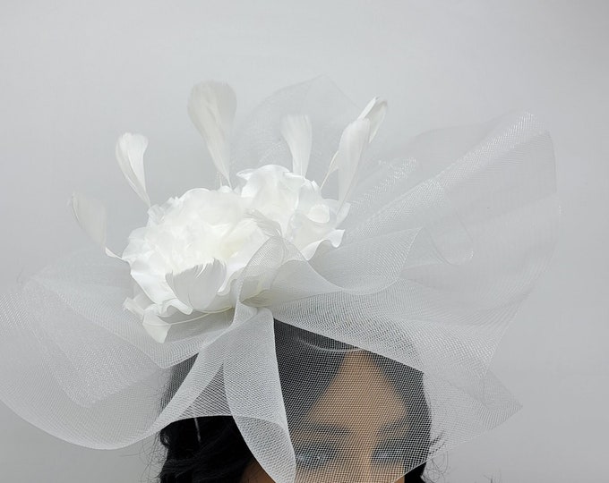 White Wedding Hat, Kentucky Derby Hat, Baptism Hat, Race Harry, Easter Hat, Floral