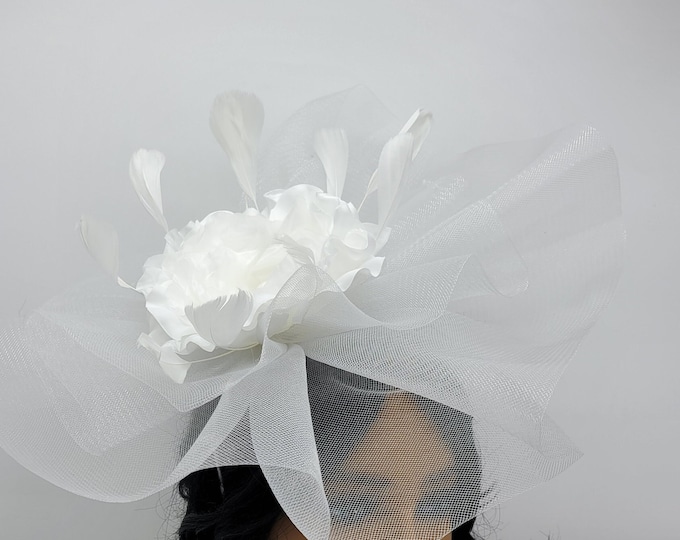 White Wedding Hat, Kentucky Derby Hat, Baptism Hat, Race Harry, Easter Hat, Floral